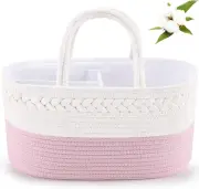 Diaper Caddy Organizer - Cotton Rope Nursery Storage Basket for Baby Essentials,