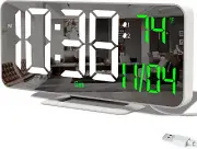 Digital Alarm Clock, 6.7" Mirror Desk Clocks with Large Number, LED Display for
