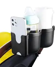Stroller Cup Holder - Durable Cup Holder with Clamp - Water Cup Holder Secure and Stable Fixing, Cup Holder 360° Rotation with Non-Slip Gasket