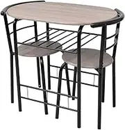 Breakfast Bar Set MDF with Iron Frame - Modern Dining Solution for Small Spaces, Includes 1 Bar Table & 2 Stools, Compact Design for Apartments & Cafes, 80 x 53 x 74 cm Table, Easy Assembly, Black