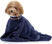 Lucky Paws® UK Dog Drying Bag - Luxurious Dog Towel Bag – Super Absorbent & Soft Dog Towels - Alternative for Dog Towelling Drying Coat - Dog Drying Towels - Perfect for Dog Grooming (S, French Navy)