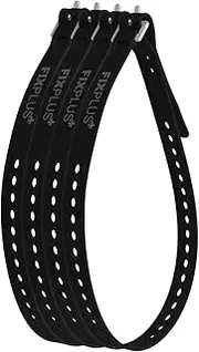 Fixplus Strap Pack of 4 – Lashing Strap for Secure, Attaching, Bundling and Lashing – Made of Special Plastic with Aluminium Buckle 86 cm x 2.4 cm (Black)