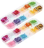 FOMIYES Manicure Decor 2 Boxes Nail Paillette Sequins 12 Colors Nail Art Sequins Set