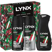 LYNX Africa Trio Men's Gift Set full-sized Body Spray, Anti-Perspirant & Body Wash Toiletries 3 Pack