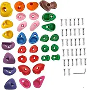 Folpus 32 Pieces Rock Climbing Holds Rock Wall Holds Multi Size Climbing Rock Wall Grips Climbing Rocks for Adults Course Training