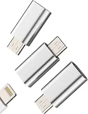Adapter Lightning Micro USB Male (Pack of 3) Charging Port Compatible with Samsung Galaxy for iPhone Female to Micro USB Jack Adapter Portable Accessory Cable