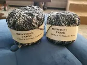 2 Skeins Ironstone Yarns Black and White MONET Viscose