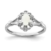 Sterling Silver Rhodium-Plated Created Opal & Diam. Ring