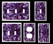 PURPLE BUTTERFLY ABSTRACT WINGS LIGHT SWITCH COVER PLATE HOME DECOR