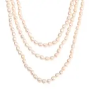 8-9mm White Rice Pearl 162.5cm Long Necklace