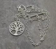 Tree of Life pendant 18" Silver plated with heart necklace