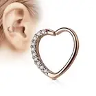 Piercing Ear Cartilage Daith Heart Rhinestones Gold Plated Pink
