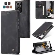 [ELEPIK] for Galaxy S21 Ultra Case with Card Holder, Kickstand [2 Card Holder + 1 Cash Slot] [Durable PU Leather] Magnetic Wallet Phone Cover for Samsung Galaxy S21 Ultra, Elegant Black