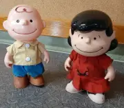 VINTAGE PEANUTS CHARLIE BROWN LUCY HARD PLASTIC 7 INCH MOVEABLE LIMBS HONG KONG