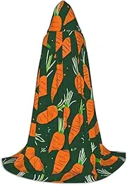 SKKNT Happy Carrot Print Halloween Hooded Cloak Full Length Cape With Hood For Men And Women For Carnival