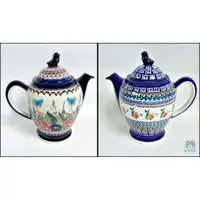 在飛比找蝦皮購物優惠-波蘭陶系列 純手工彩繪小花蝴蝶花茶壺水壺 1.2公升青花瓷藍