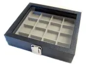 Glass Top Display Case With 16 Section Storage 8 1/4" X 7 1/4" X 2"