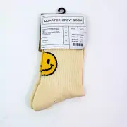 Urban Outfitters Womens Size 6.5-12.5 Creme Smiley Quarter Crew Socks 1 Pair