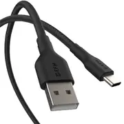 EFM USB-A to USB-C Braided Power and Data 1M CableTested to withstand 20000+ bends - Black