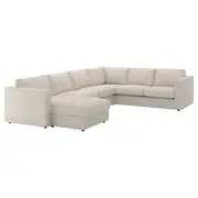 VIMLE corner sofa, 5-seat, with chaise longue/Gunnared beige