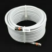 10m White RG6 Coax Quad Shield F-Type Cable Digital TV Foxtel Telstra Optus NBN