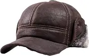 [Generic] Man Winter Leahter Suede Bomber Hat Nubuck Thick Head Warm Dome Caps