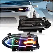 LED Headlights -Up Coloful Lamps Car Accessories Auto Parts Compatible With Dodge Challenger 2015