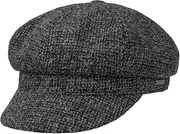 [Stetson] Classic Tweed Balloon Hat - Peaked Cap - Newsboy Cap - Lined Wool Cap for Men and Women - Autumn/Winter, Charcoal, Large