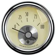Autometer Prestige Series Ivory Oil Pressure Gauge Electric - 0 - 100 PSI, 2 1/16 Inch, Short Sweep, AU2027