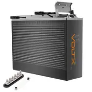 VoltX 12V 100Ah Slim Lithium Battery + Bus Bar M8 Power Distribution Terminal Block (6 GANG 300A Black)