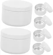 6pcs White Candle Tins Durable Aluminum Candle Jars with Lids Essential Oil Storage Case for Business Use