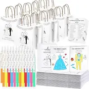 Gueevin 48 Pcs Wedding Activities for Kids Coloring Books Individually Packaged Books, Watercolor Pens, Gift Goodie Bags and Scavenger Hunt Sheets Games Favors