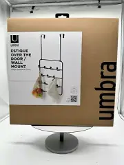 UMBRA ESTIQUE MULTI OVER THE DOOR ORGANIZER HOOKS BLACK WALNUT LARGE NEW