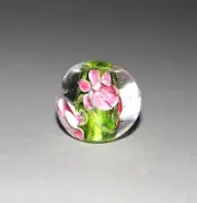 Lampwork floral quark large round focal bead 3 cm.