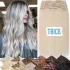 Clip In Thick Double Wefts 100% Remy Human Hair Extensions Remi Full Head BLONDE