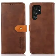 Khazneh Folio Flip Magnetic Golden Clasp Pu Leather Wallet Stand Phone Cover Shell For Samsung Galaxy S22 Ultra 5g - Black