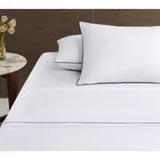 Accessorize White/Black Piped Hotel Deluxe Cotton Sheet Set or Accessories