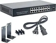 POE Switch, 16 PoE 100Mbps Ports with 2 Gigabit Uplink Ethernet Ports, 803.af/at Compliant