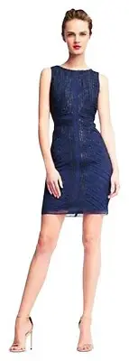 Designer Aidan Mattox Sleeveless Trim Applique & Beaded