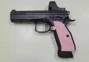 CZ Full Size 75, SP01, Shadow 2 Lok Style Pink Lightweight Grips And Mag Button