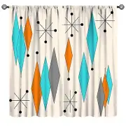 Mid Century Curtains,Mid Century Modern Geometric Atomic Shapes Orange Kitche...