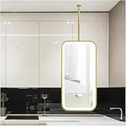 Ceiling Mounted Suspended Mirror,Rectangular Bathroom Vanity Mirror,Light-Emitting Hanging Mirror,for Bedroom Entrance Corridor(Gold,50x100cm)