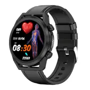 1.39 Inch Ips Screen Ip67 Waterproof Leather Band Smart Watch Support Body Temperature Monitoring / Ecg Black Smart Watches
