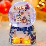 Christmas Music Box Snow Globe Gift, Musical Rotating Santa Claus Flying Over...