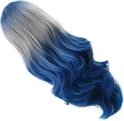 Healvian Long Wavy Wig Headgear Human Hair Lace Front Wig for Costume Concerts Party