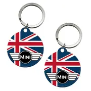 2PK Nostalgic Art Metal 7.5cm Round Keyring Hanging Bag Keychain Mini Union Jack
