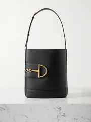 [Gucci] Gucci - 73 Small Horsebit Embellished Leather Bucket Bag - Black - One size One size Black