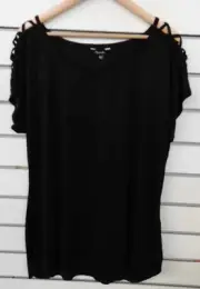 SIMPLY BE LADIES BLACK CRISSCROSS SHOULDER TOP SIZE 16 NEW (ref 422) SALE