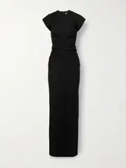 [ALEXANDER WANG] ALEXANDER WANG - Ruched Cotton-blend Jersey Maxi Dress - Black - US8 US 8 Black