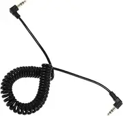 KICHOUSE Stable Connection 3.5mm Stereo Audio Cable Right Angle Male to Male Coiled for for Headphones Tablets Speakers